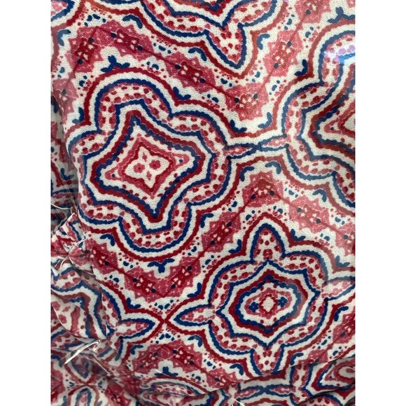 Pink Rose Blouse Size Large Floral Geometric 3/4 Sleeve Criss Cross Back Lace - Picture 5 of 6